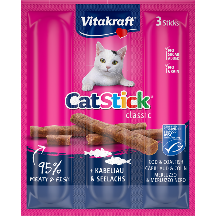 04008239240033_C1N1_s01 Vitakraft Cat Stick Mini – Cod & Pollock