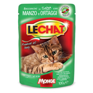 LeChat Adult Pouch Chunkies with Beef and Vegetables Cat Wet Food