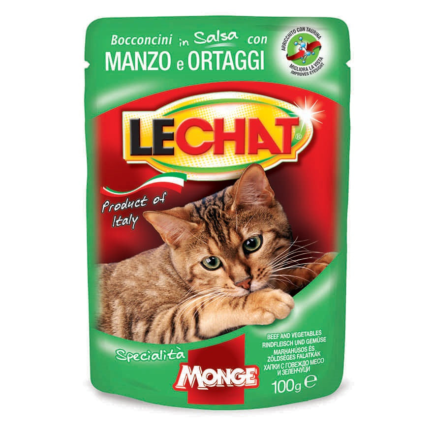 18.LeChat_MANZO-E-ORTAGGI-1 LeChat Adult Pouch Chunkies with Beef and Vegetables Cat Wet Food