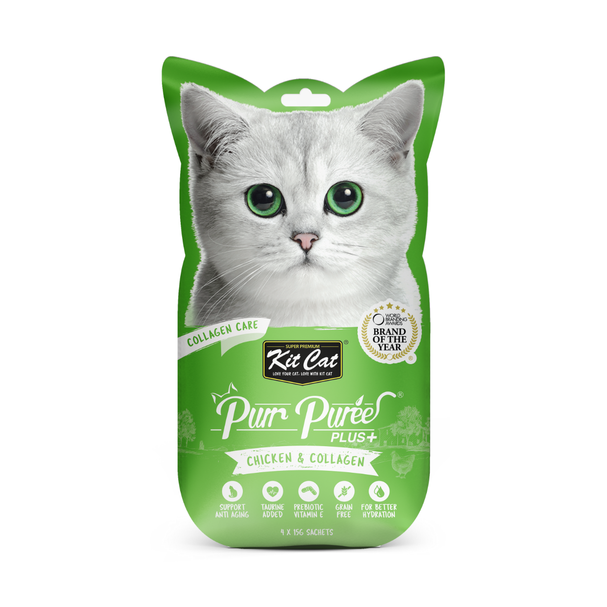 5.1.3DNEW_PURR-PUREE-FRONT_CHICKENCOLLAGEN Kit Cat Purr Puree Plus+ Chicken & Collagen Care
