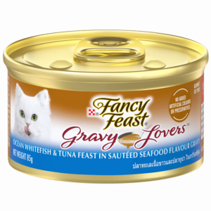 Purina FANCY FEAST Ocean Whitefish & Tuna Feast in Sauteed Seafood Flavour Gravy Gourmet Cat Food