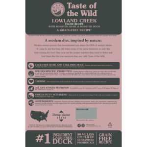 Taste Of The Wild – Lowland Creek Feline Recipe with Roasted Quail & Roasted Duck