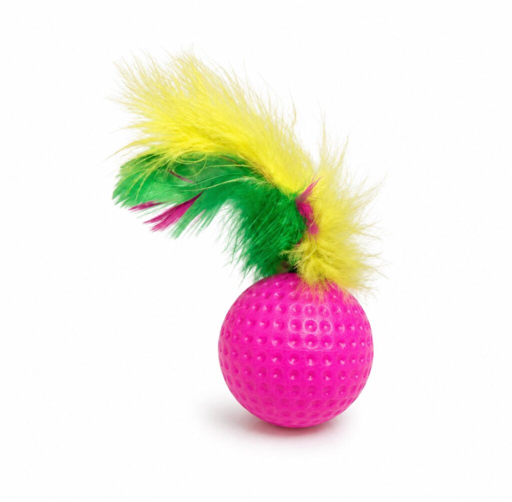 Shaking Tails Feather-Plume Pounce Cat Ball Toy