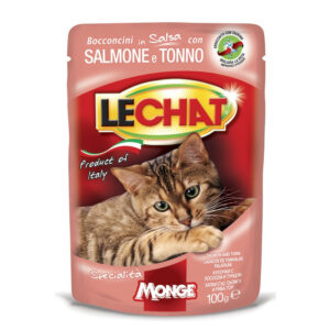 LeChat Adult Pouch Chunkies with Salmon and Tuna Cat Wet Food