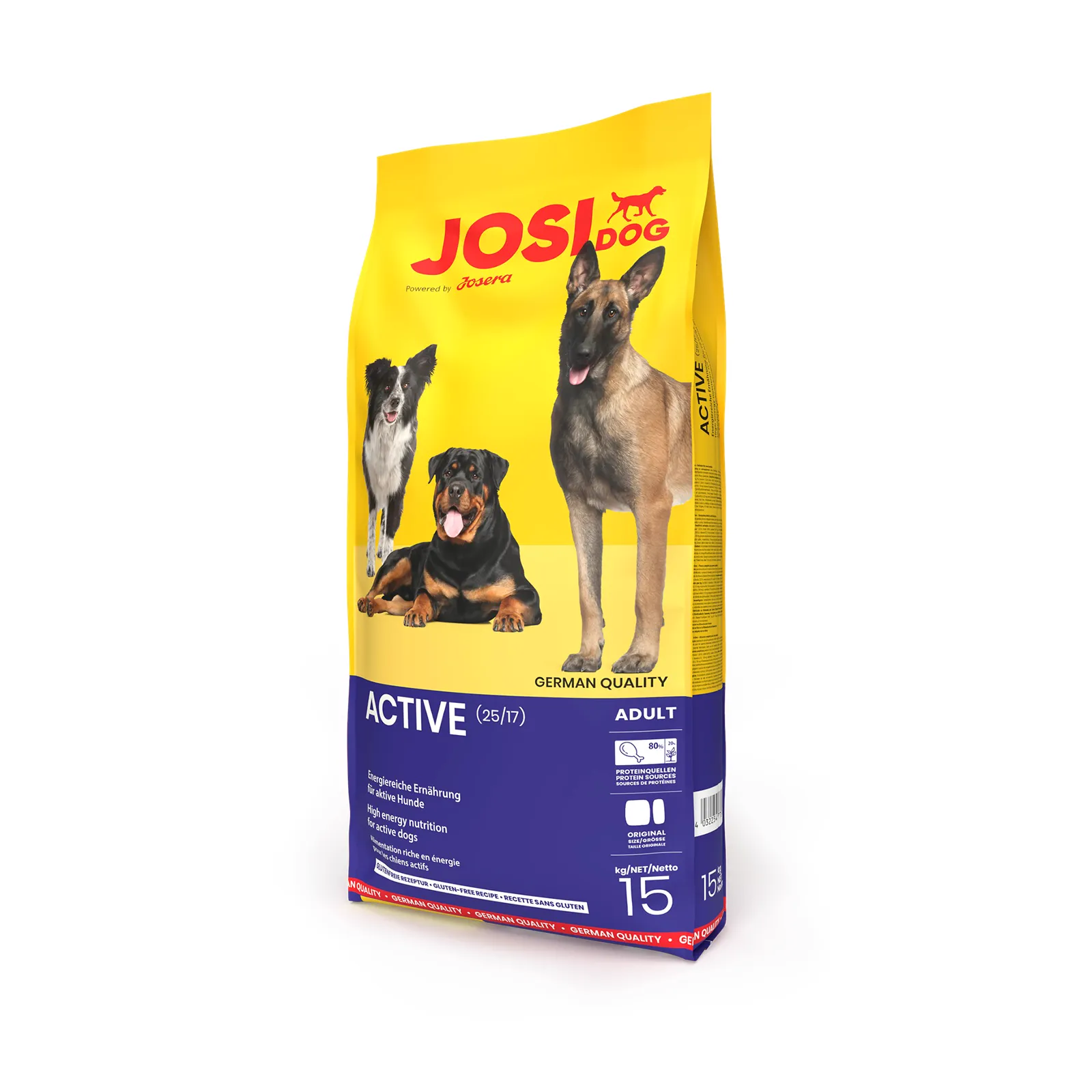 4032254770701_Hund_JosiDog_Active_15kg_seitlich JosiDog Active Adult Dry Dog Food (High Energy Formula)