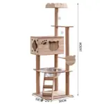 Tall Wooden Cat Tree Tower with Clear Acrylic Capsule Bed, Condo & Scratching Posts - Image 4