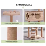 Tall Wooden Cat Tree Tower with Clear Acrylic Capsule Bed, Condo & Scratching Posts - Image 3