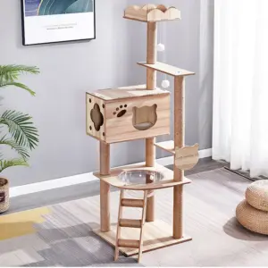 Wooden Cat Tree Tower