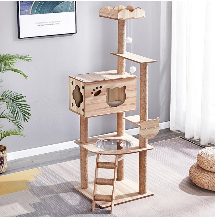 Wooden Cat Tree Tower