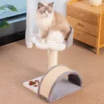 Flower Perch Cat Tree with Curved Scratching Bridge & Hanging Mouse Toy - Image 2