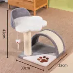 Flower Perch Cat Tree with Curved Scratching Bridge & Hanging Mouse Toy - Image 4