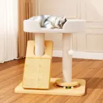 Modern Wooden Cat Tree with Scratching Ramp, Plush Perch Bed & Interactive Toys - Image 2