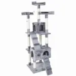 Extra Tall Cat Tree Tower with Dual Condos, 3 Top Perches & Climbing Ladders