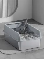 Extra-Large Stainless Steel Cat Litter Box with High-Side Shield and Shovel - Image 4