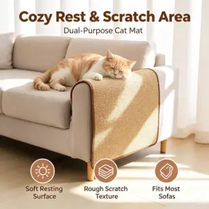 Natural Sisal Cat Scratcher Mat - Furniture Protector & Sofa Guard Pad